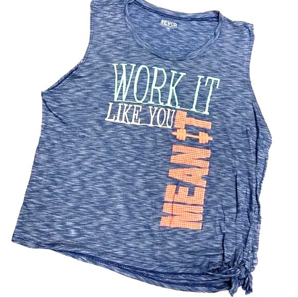 EVCR Large blue "Work it like you mean it" sports wear top blouse woman's - Picture 1 of 2